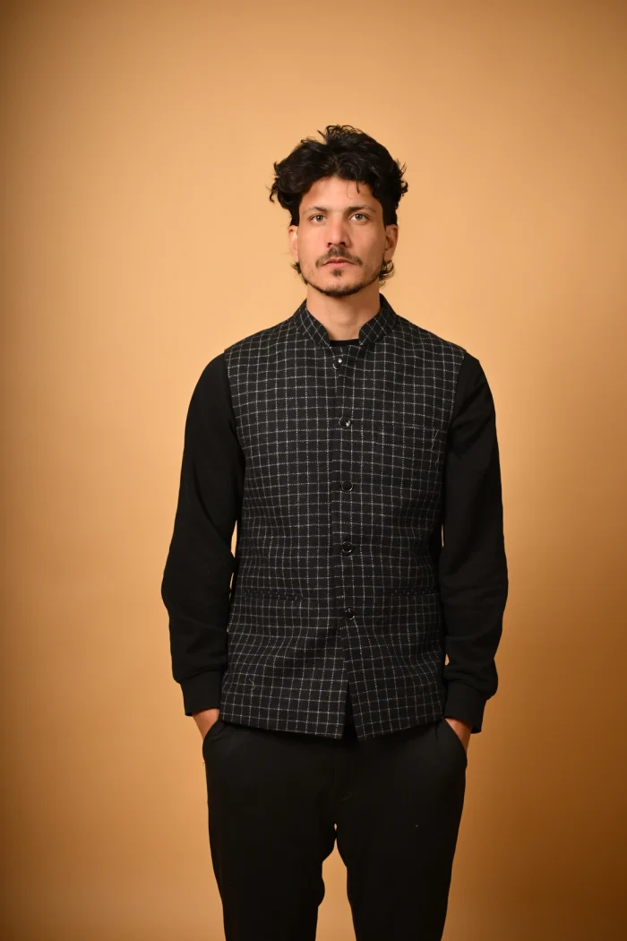 black winter woolllen waistcoat