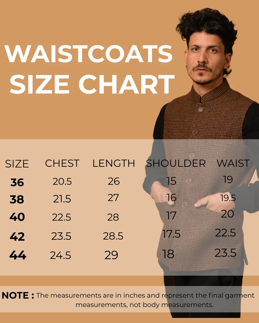 size chart of waistcoat