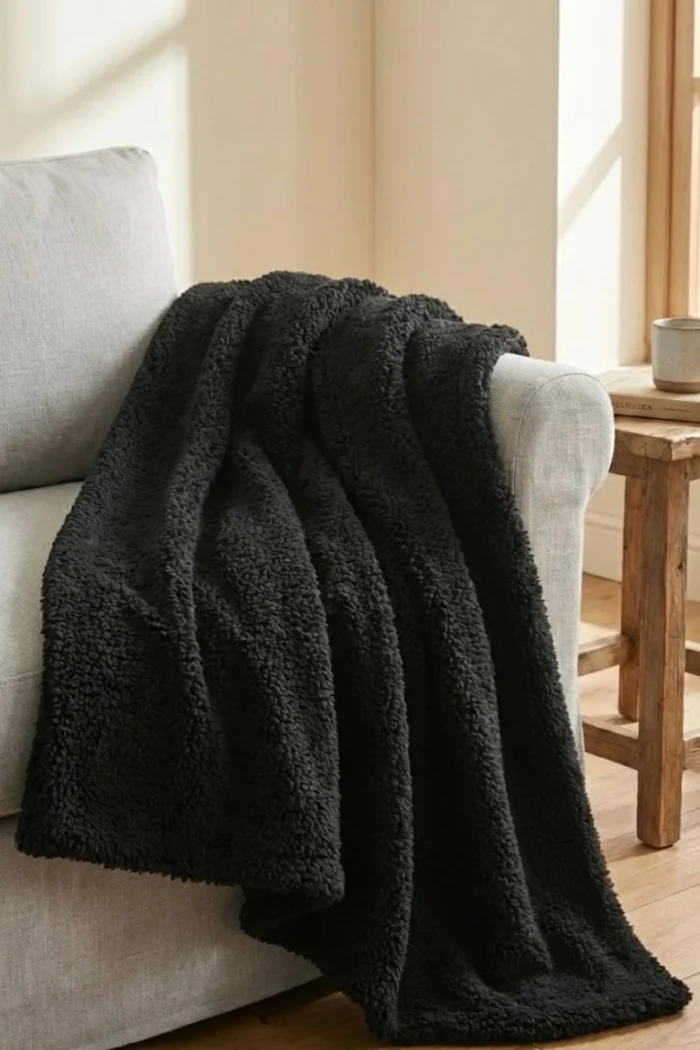 black woollen blanket