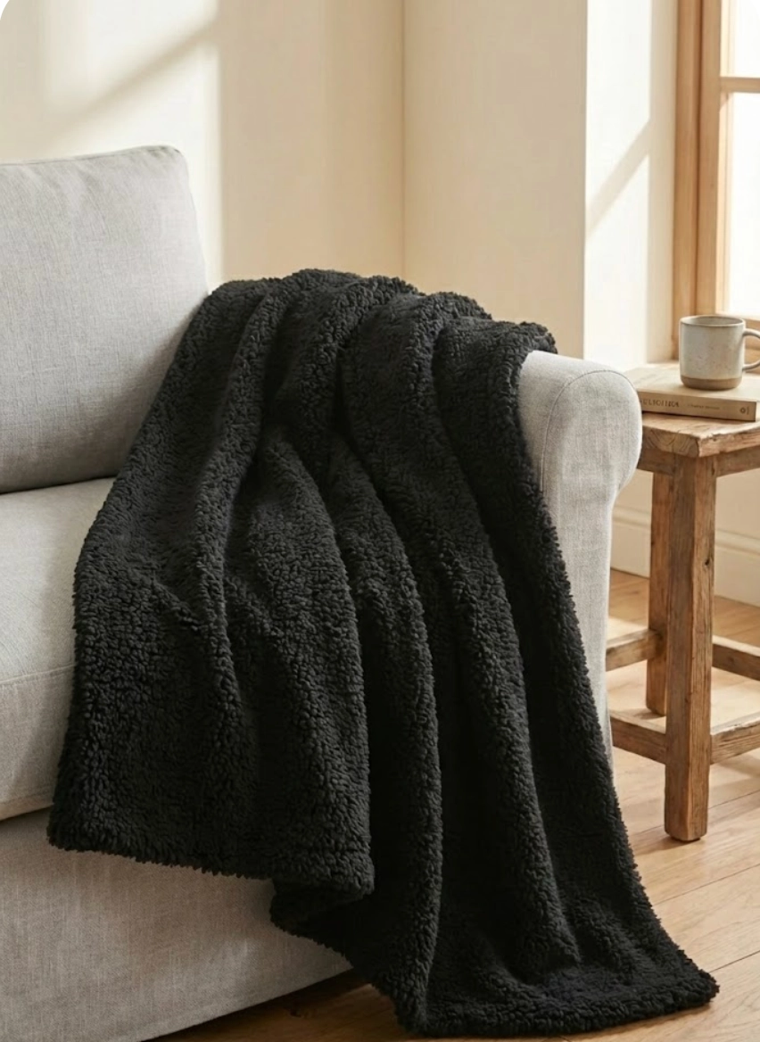 black woollen blanket