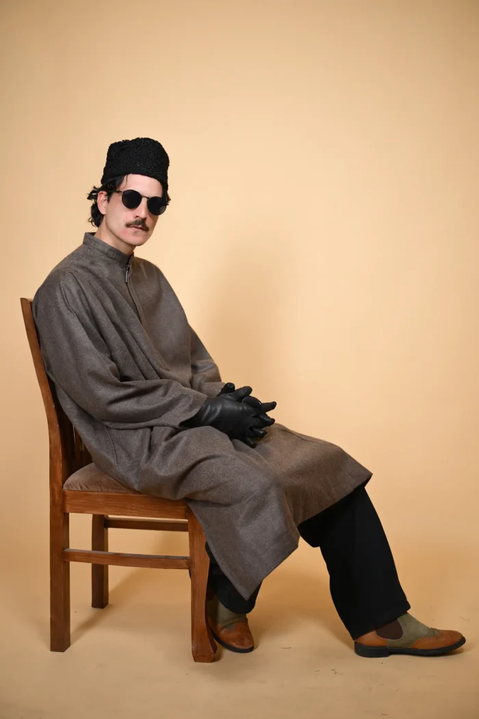 Greige  Lined Pheran For Men
