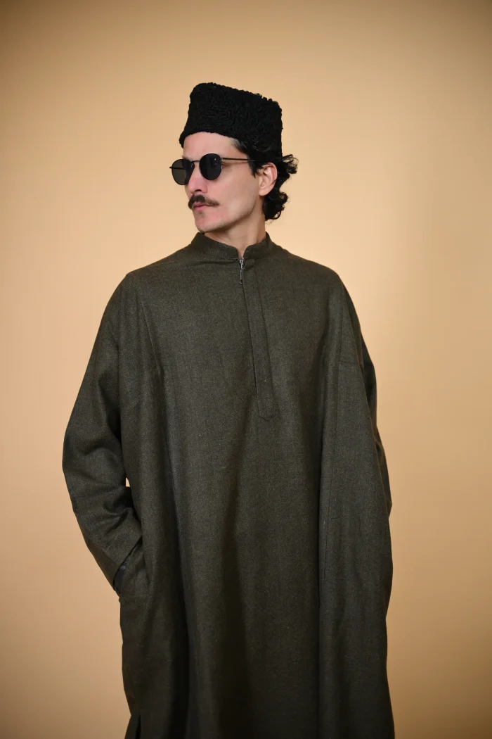 Dark Green Pheran For Men