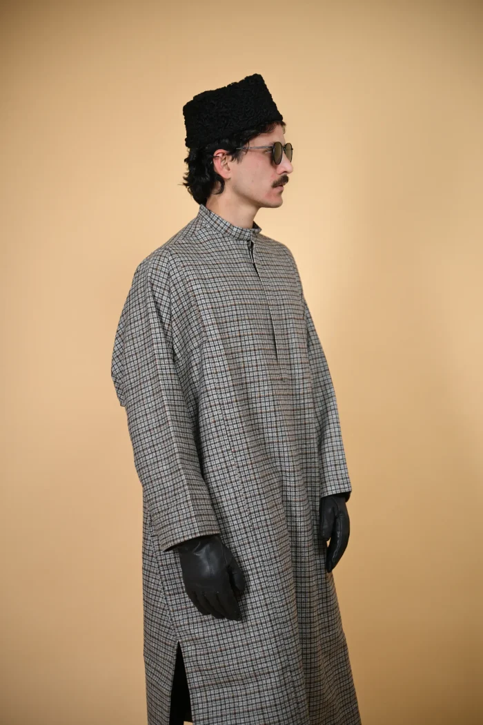 Grey Mist Plaid Pheran For Men
