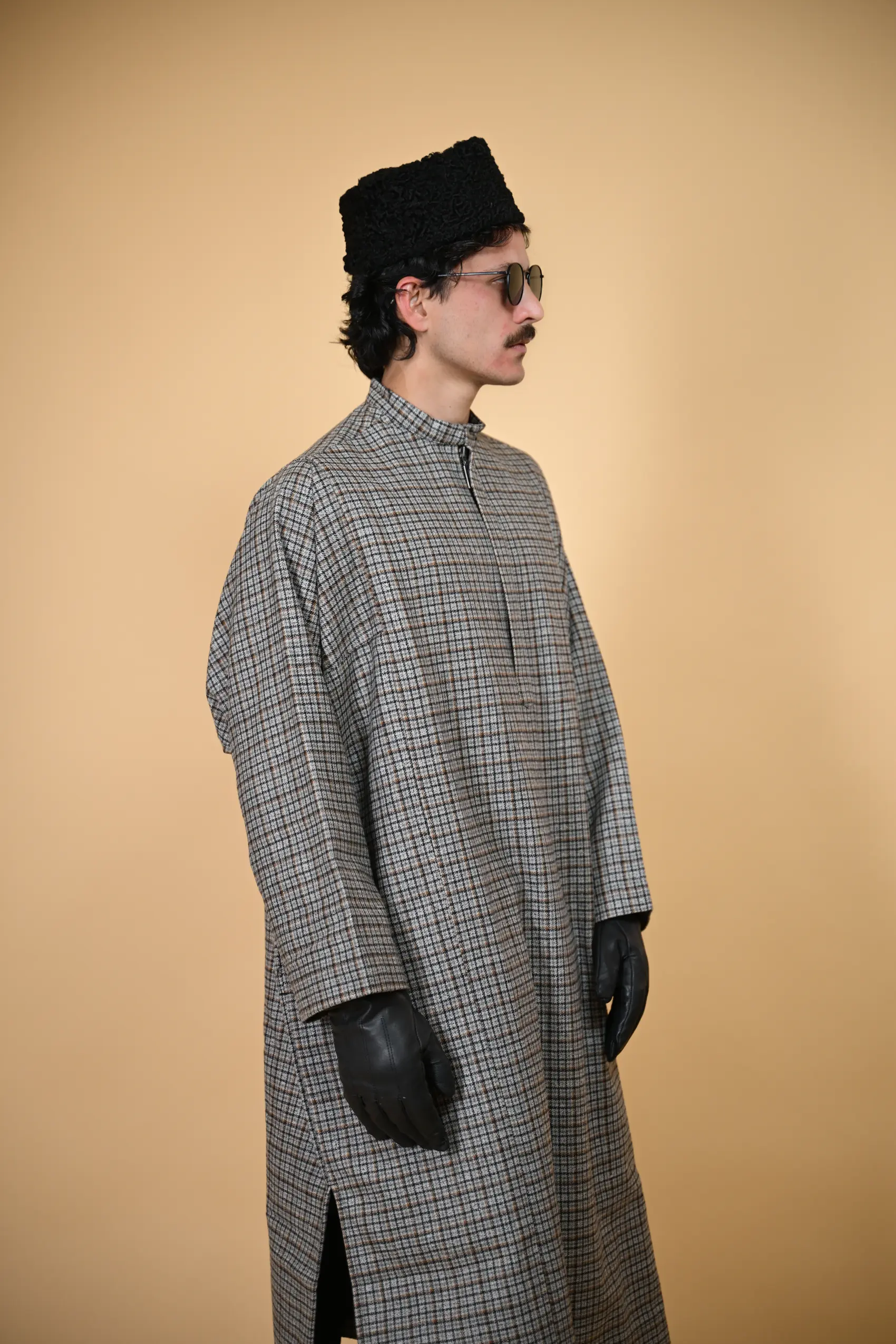 Grey Mist Plaid Pheran For Men