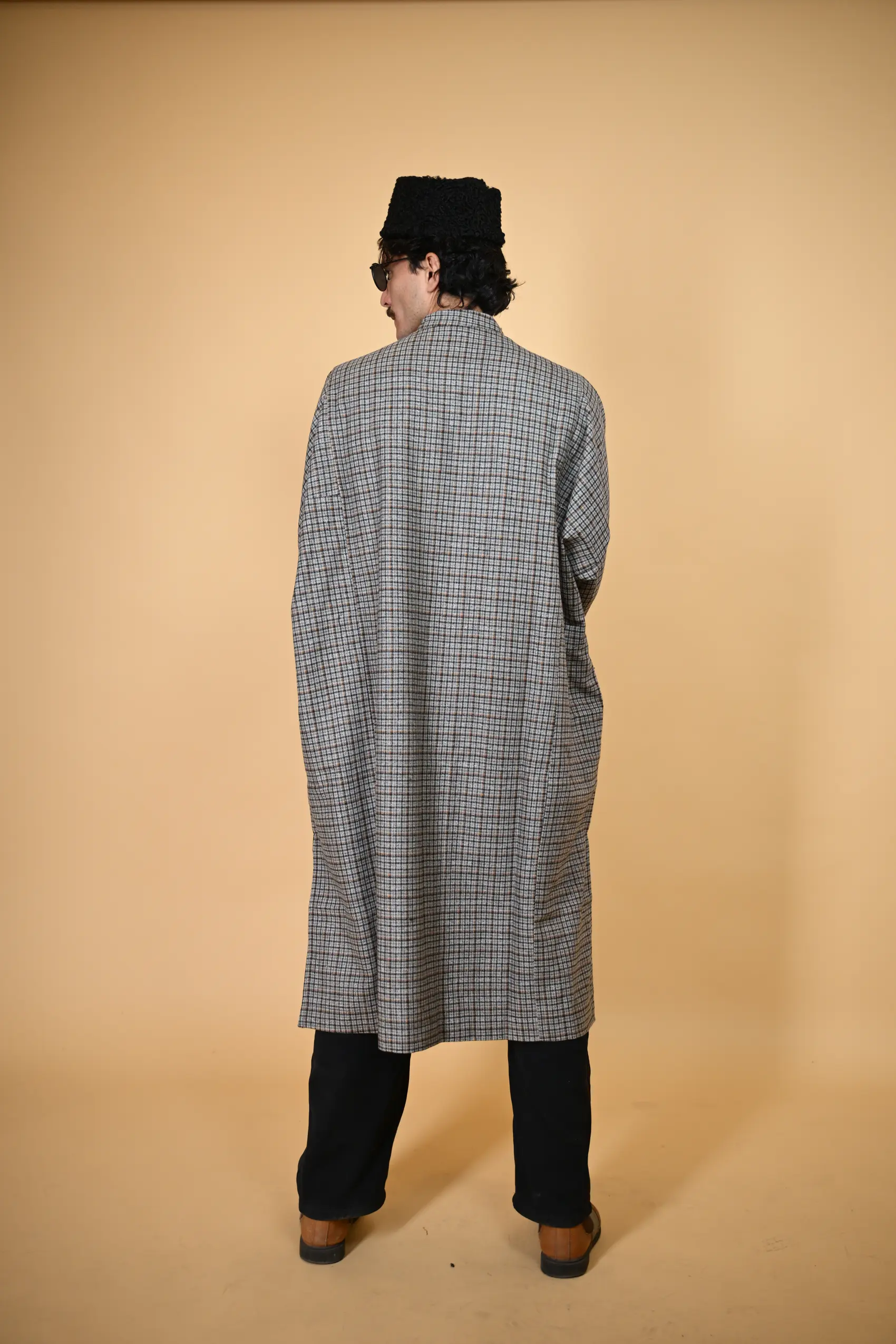 Grey Mist Plaid Pheran For Men - Image 3