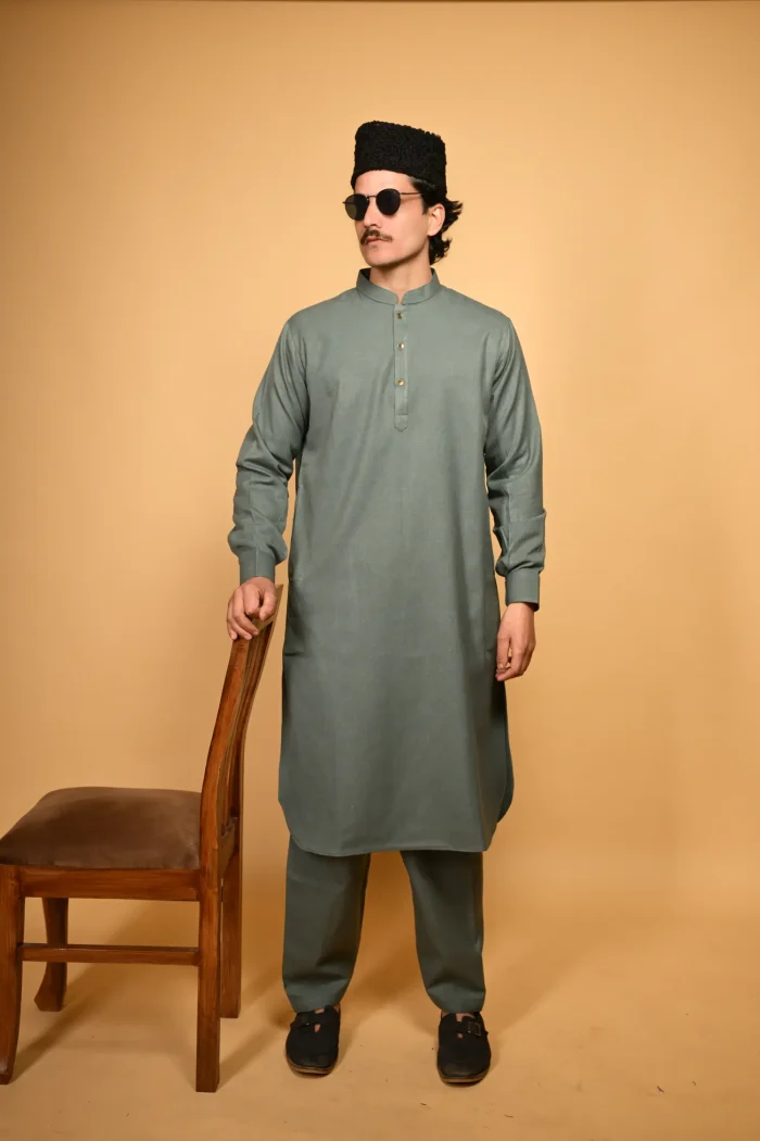Teal Green Winter Kurta Pajama