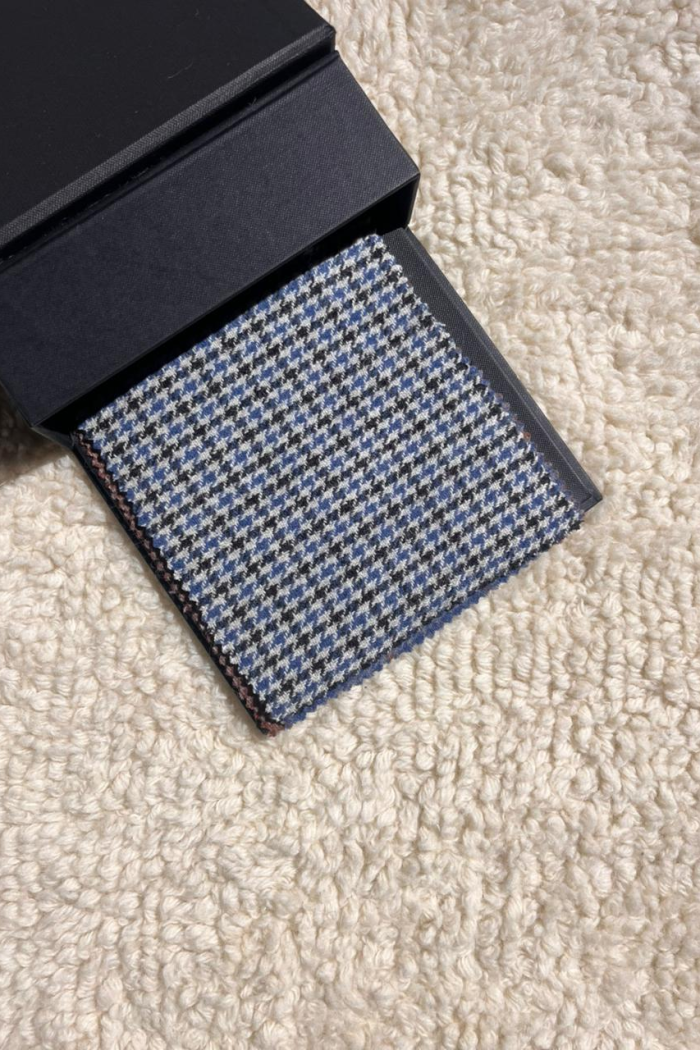 sky blue with black mini check